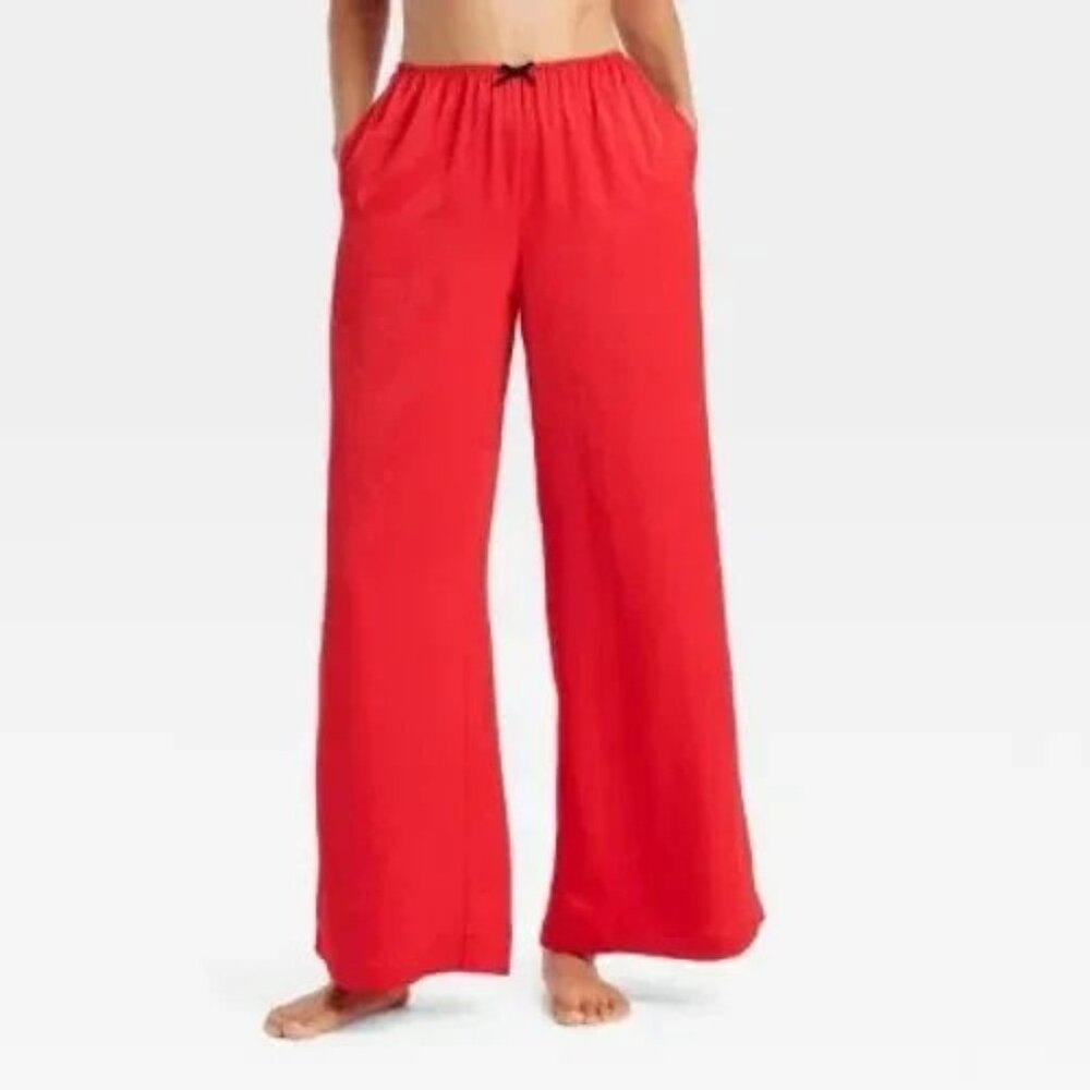 Women's Red Satin Pajama Pants - Auden XL - NWT